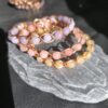 Miedziana bransoletka – warkocz z chalcedonem
